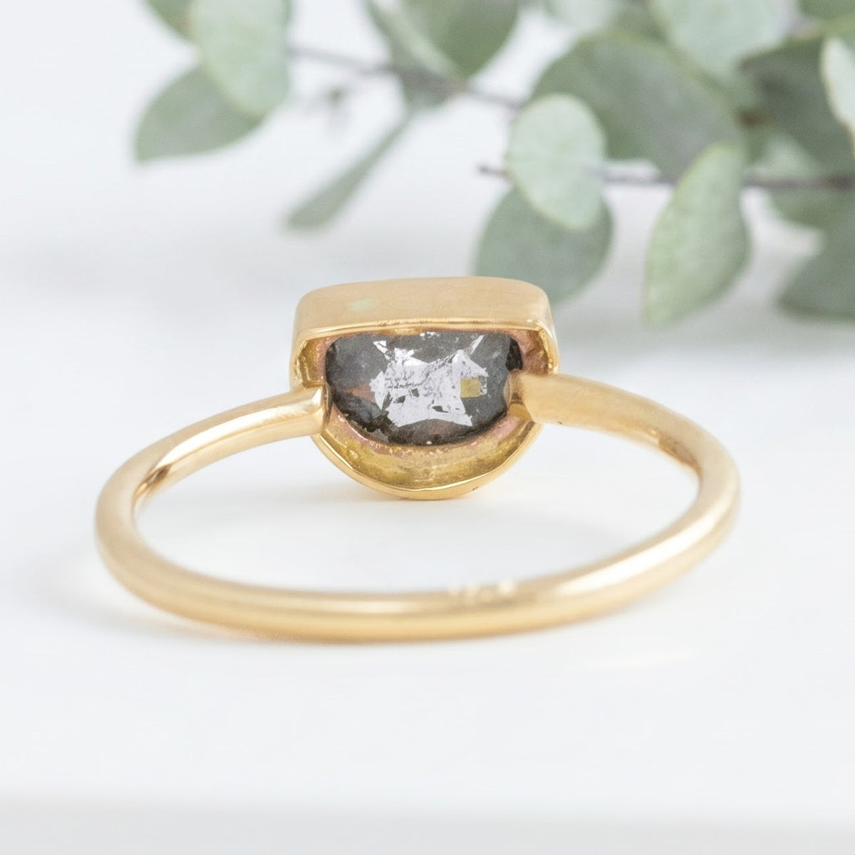 Half Moon Salt and Pepper Diamond Engagement Ring