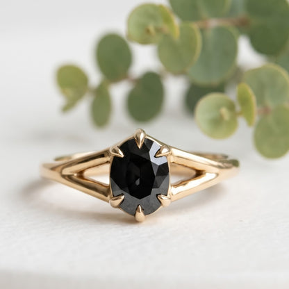 Dark Green Sapphire Ring Oval Cut Handmade
