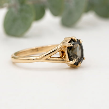 Dark Green Sapphire Ring Oval Cut Handmade