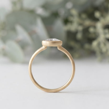 Oval Lab Grown Diamond Ring Bezel Set Solitaire Handmade