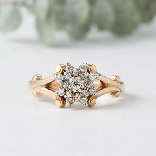 Split Shank Diamond Cluster Ring