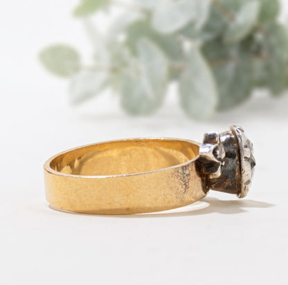 Old Antique Rose Oval Salt and Pepper Diamond Ring