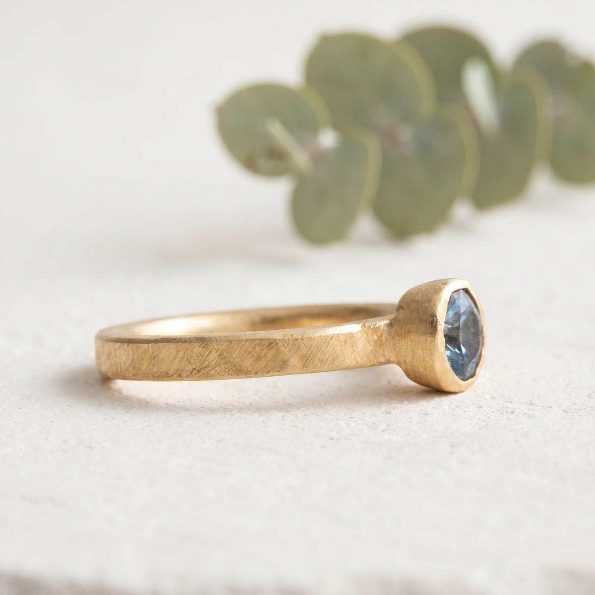 Round Sapphire Ring 0.75 Ct Handmade Jewelry