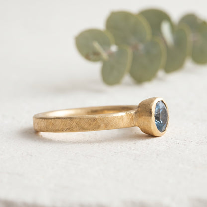 Round Sapphire Ring 0.75 Ct Handmade Jewelry