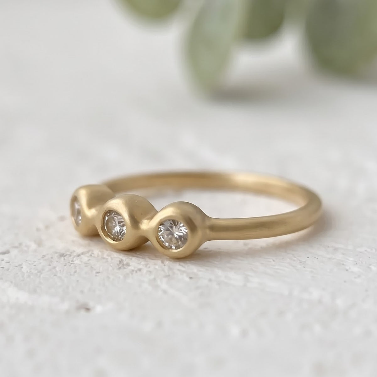 Three Stone Champagne Diamond Ring