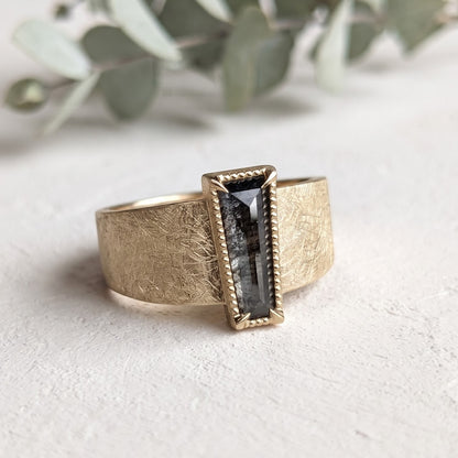 Salt and Pepper Step Cut Diamond Band