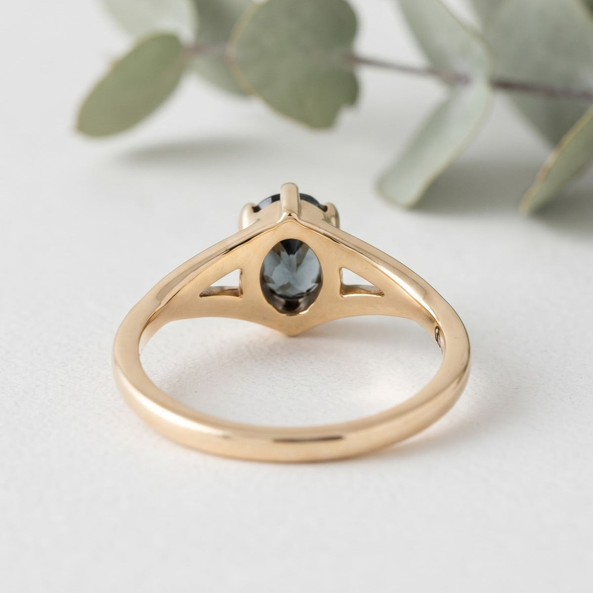 Dark Green Sapphire Ring Oval Cut Handmade