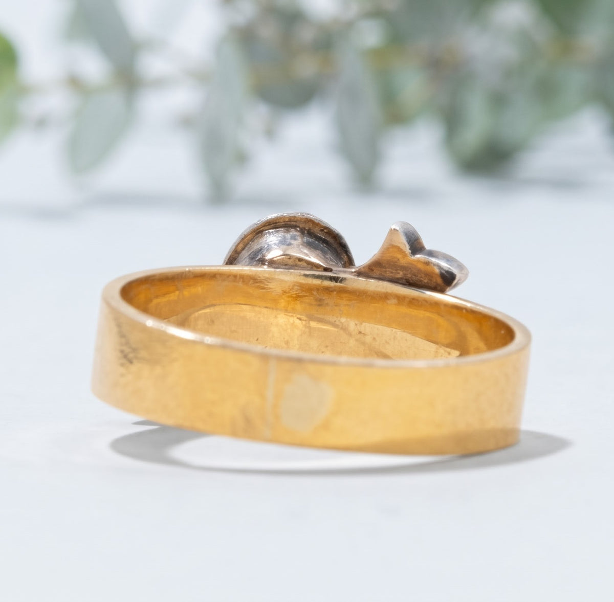 Old Antique Rose Oval Salt and Pepper Diamond Ring