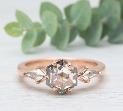 Hexagon Kite Cut Diamond Ring Modern Engagement Style