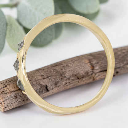 Salt & Pepper Diamond Ring – Rose Cut Bezel Minimalist Statement Ring
