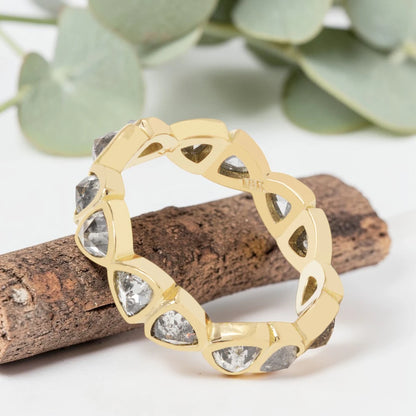 Desert Crown Salt & Pepper Trillion Diamond Eternity Ring – Modern Vintage Band