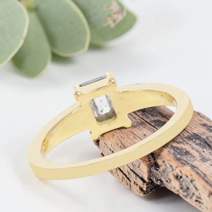 Emerald Cut Salt and Pepper Diamond Ring for Modern Brides