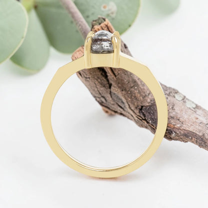 Emerald Cut Salt and Pepper Diamond Ring for Modern Brides