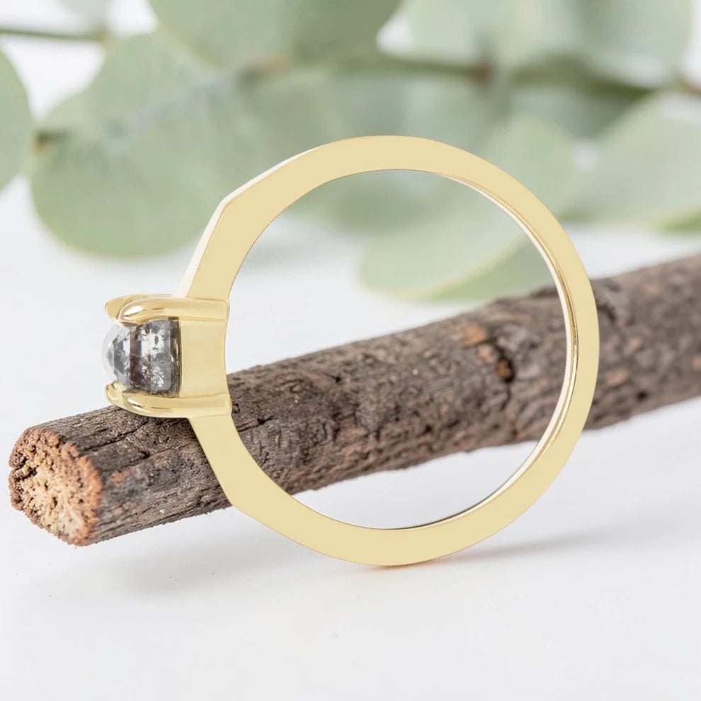 Emerald Cut Salt and Pepper Diamond Ring for Modern Brides