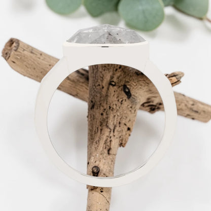 Oval Salt & Pepper Diamond Ring – Bezel Set Handmade Statement Ring