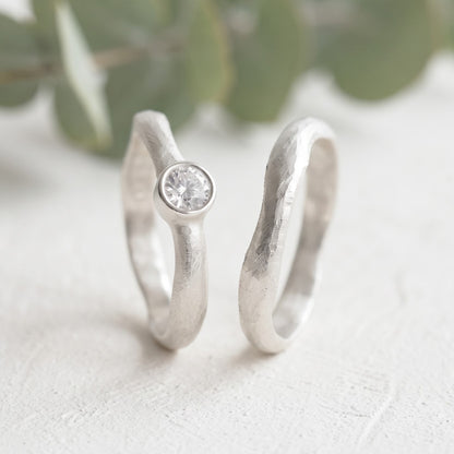 Diamond Bridal Set Handmade Wedding Band Set