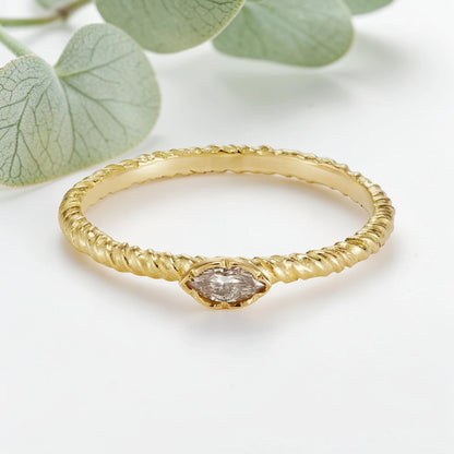 Marquise Salt and Pepper Diamond Ring with Entwined Band