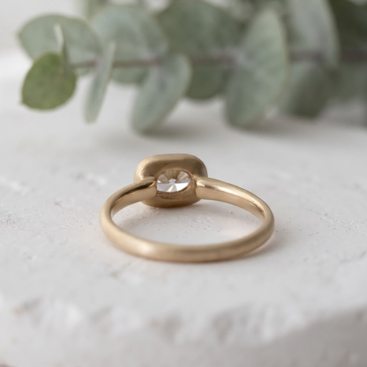 Oval Lab Grown Diamond Ring Bezel Set Solitaire Handmade