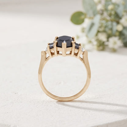 3.15 CT Hexagon Salt and Pepper Diamond Ring