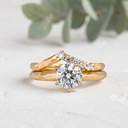 Round Rose Cut Lab Grown Diamond Ring With Facet and