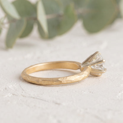 Round Rose Cut Lab Grown Diamond Ring With Facet and