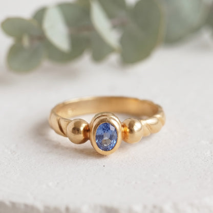 Oval Sapphire Ring 6 × 4.5 mm Handmade Jewelry