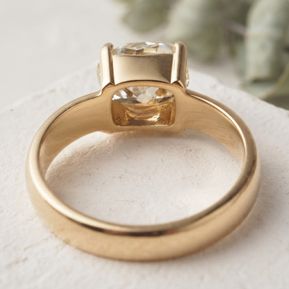 Old Mine Cushion Cut Lab Grown Diamond Ring 2.00 Ct