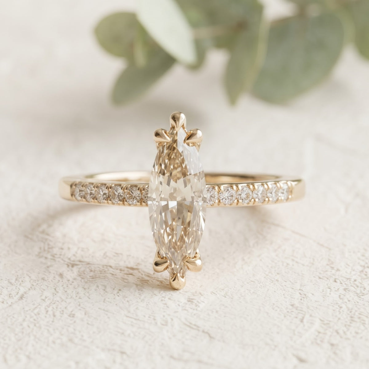Unique Cut Champagne Marquise Diamond Ring