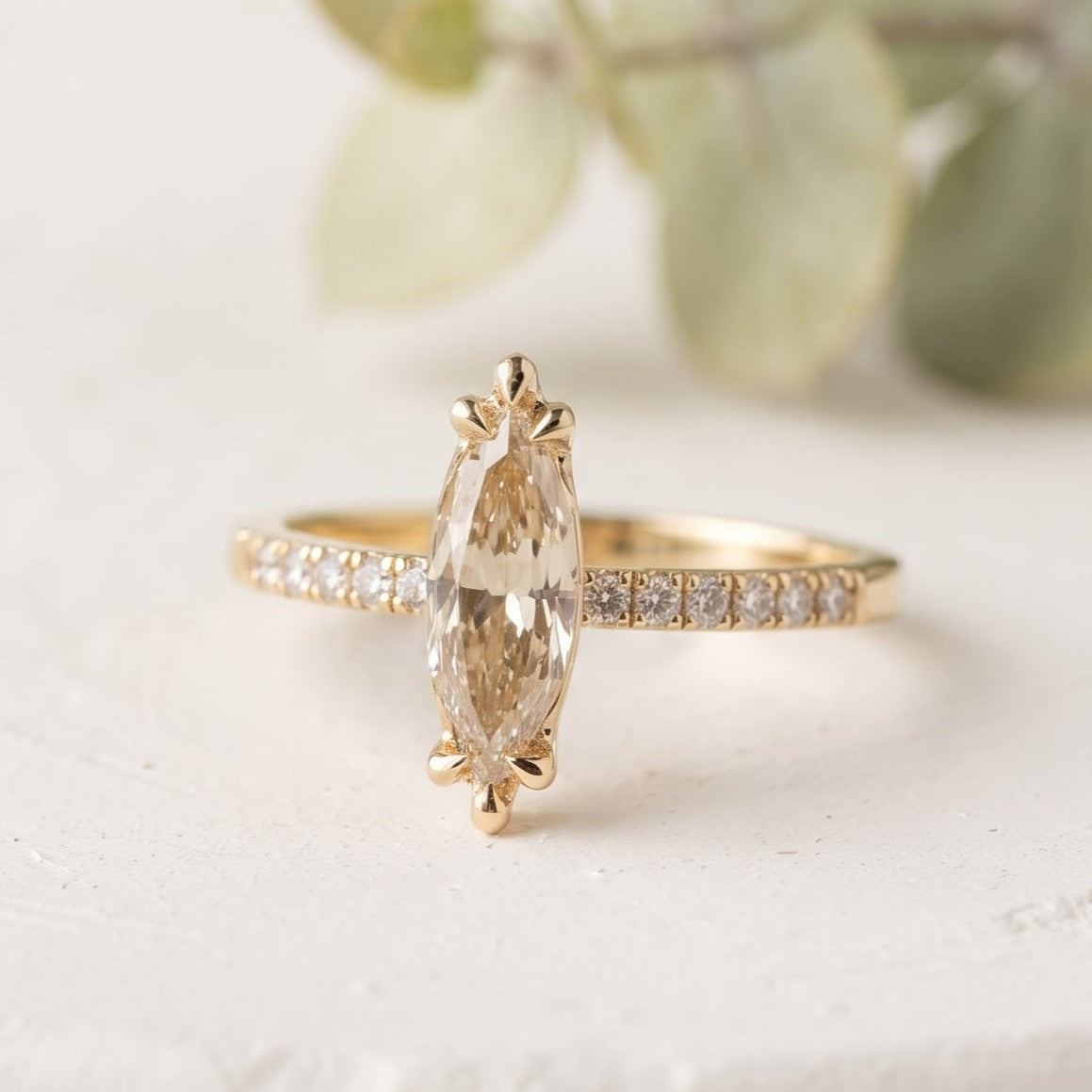 Unique Cut Champagne Marquise Diamond Ring