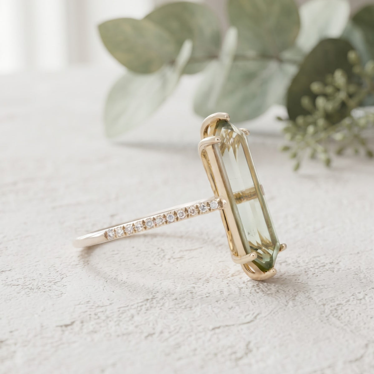 Elongated Hexagon Tourmaline Ring