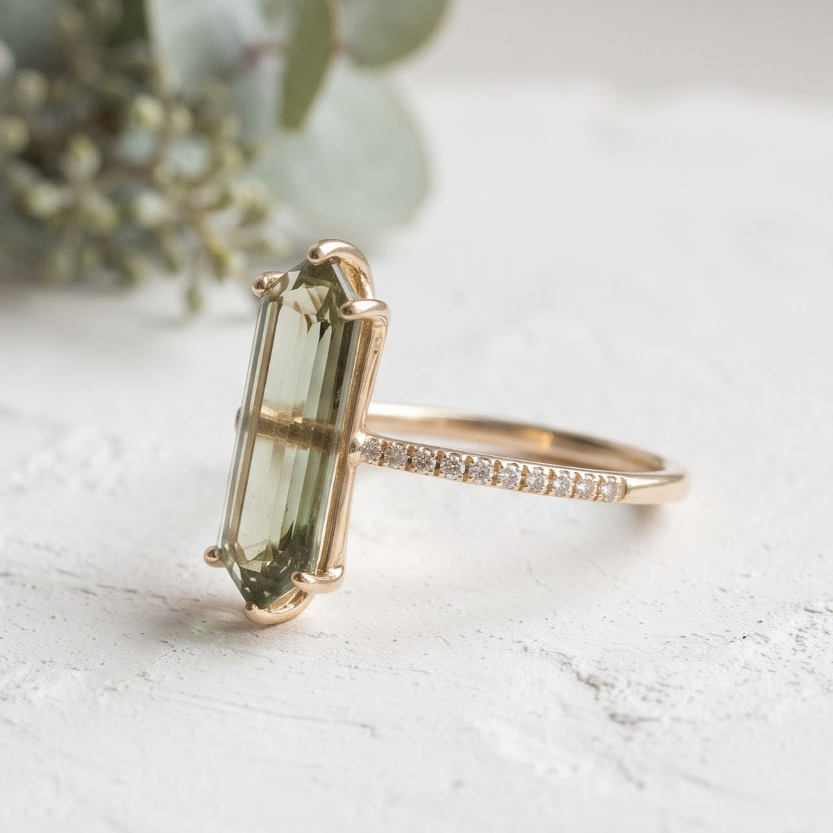 Elongated Hexagon Tourmaline Ring