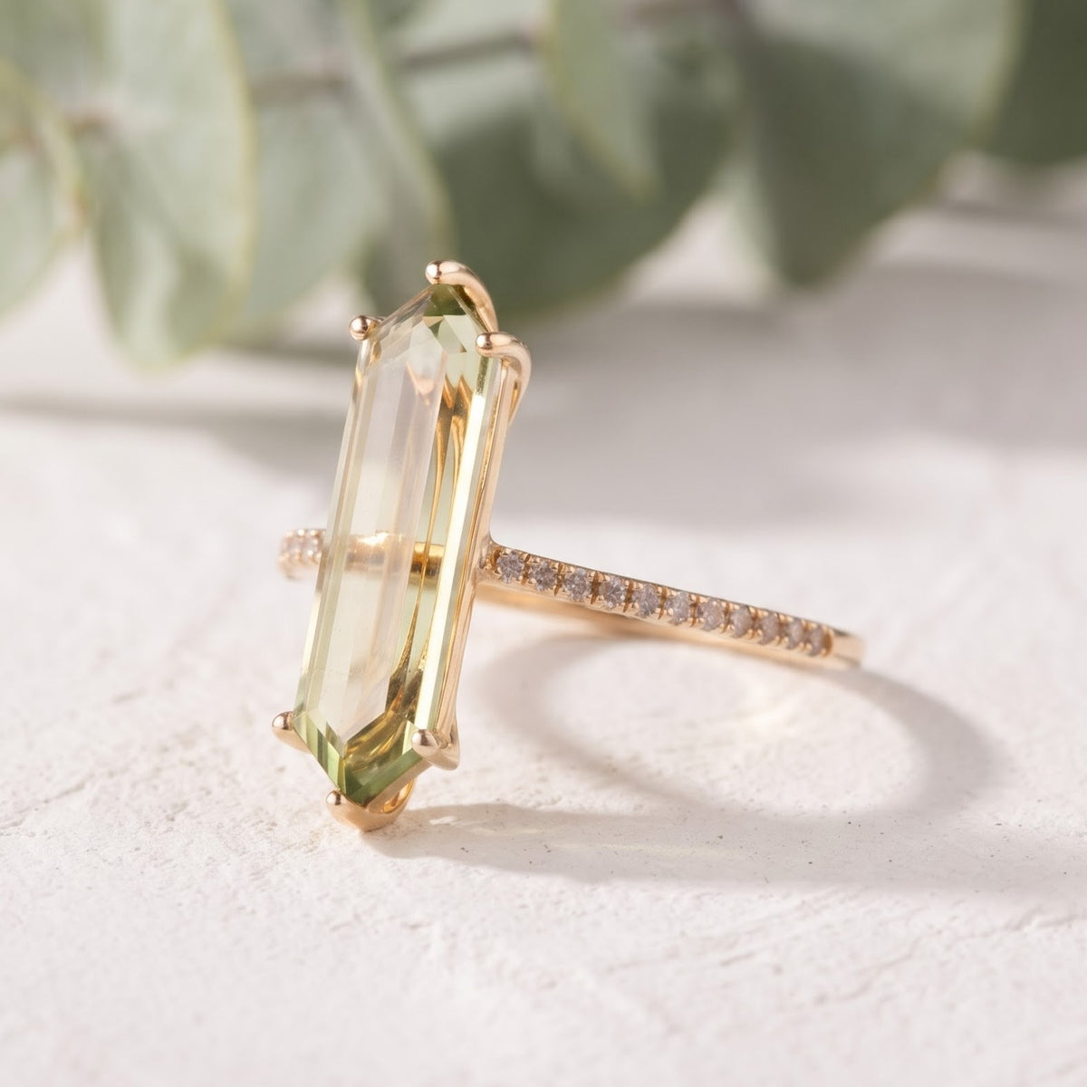 Elongated Hexagon Tourmaline Ring