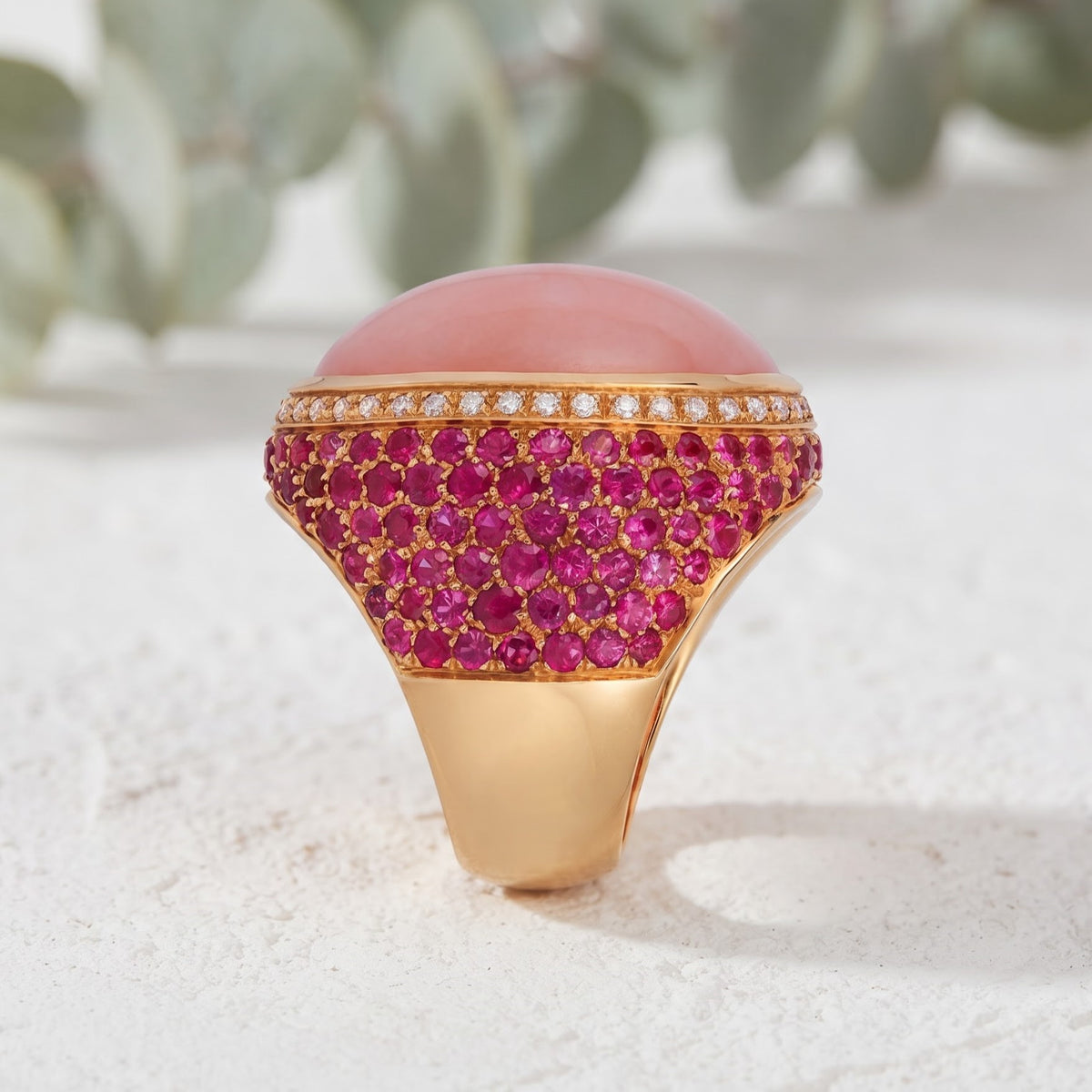 Handmade Opal Art Deco Gemstone Ring