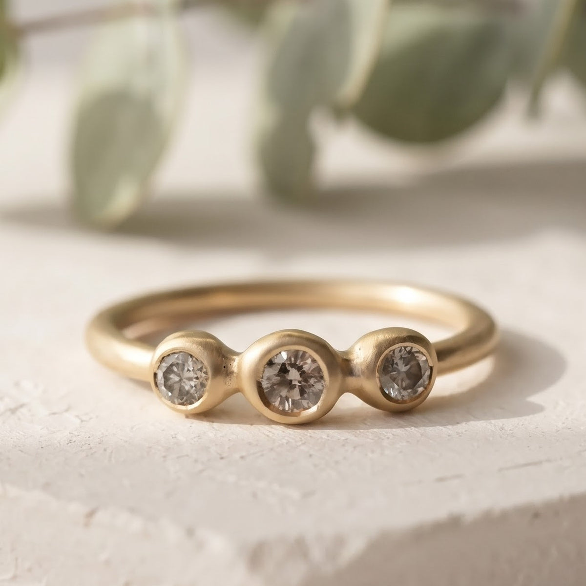 Three Stone Champagne Diamond Ring