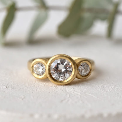 Three Stone Round Cut Diamond Ring