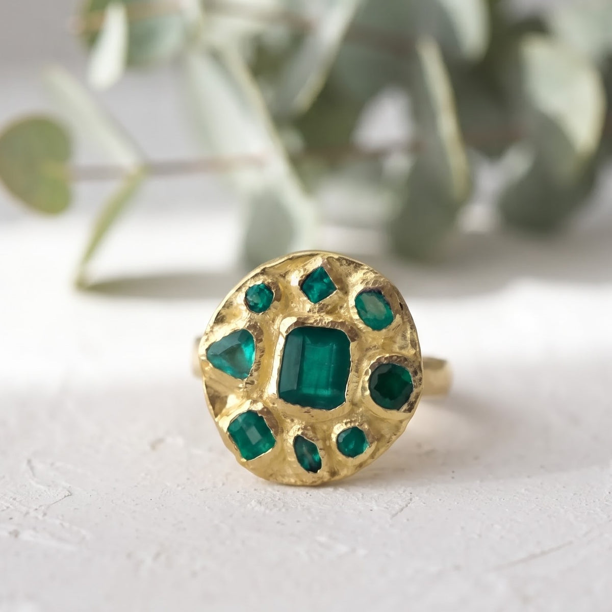 Rustic Handmade Emerald Ring