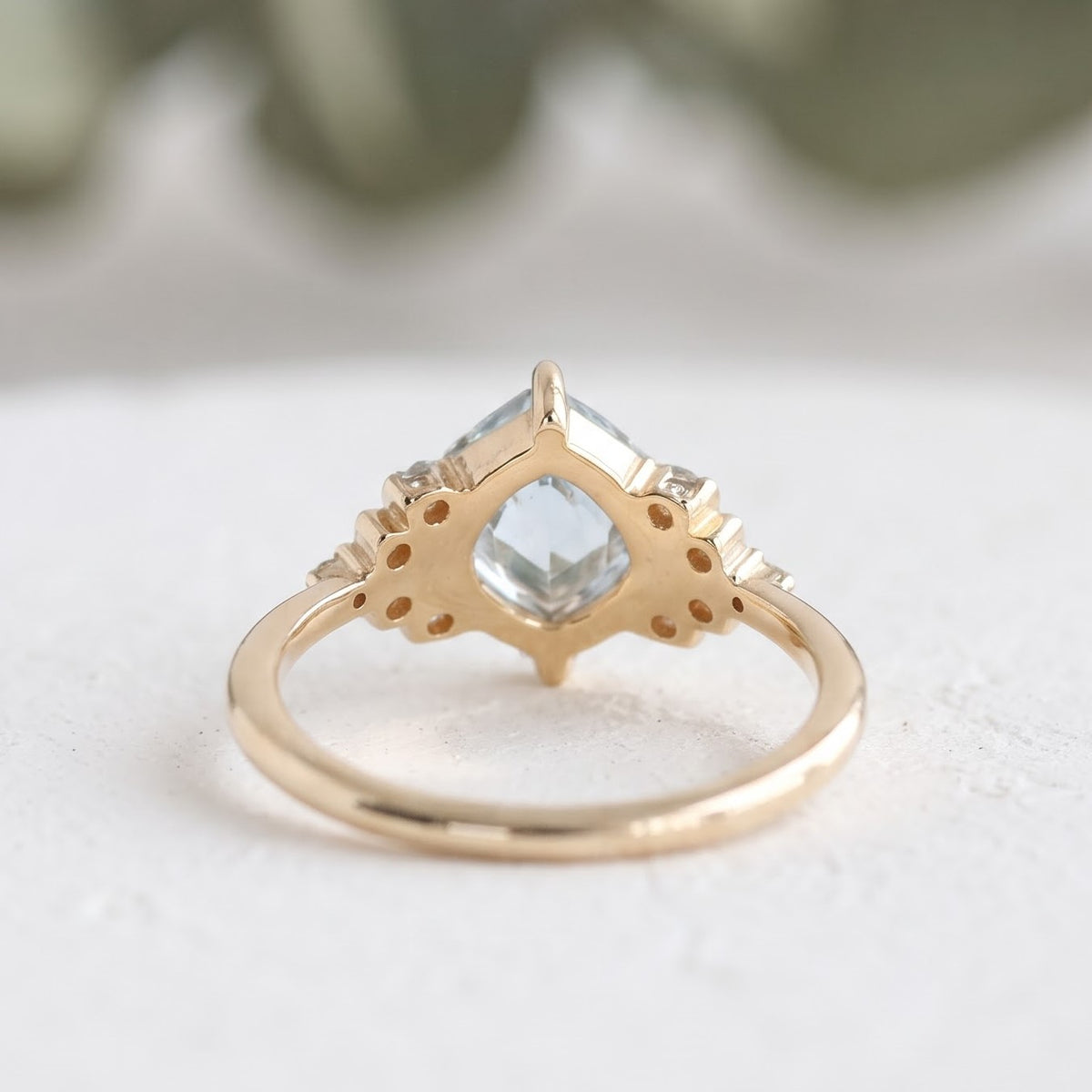 Elegant Rose Cut Cushion Diamond Ring