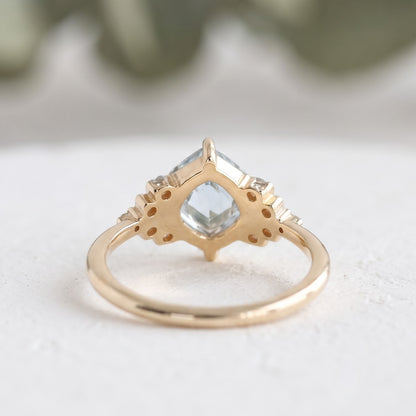 Elegant Rose Cut Cushion Diamond Ring