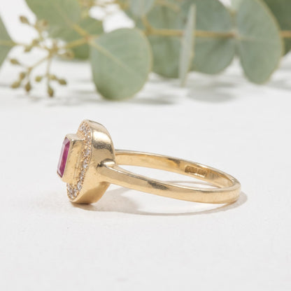 Handmade Ruby Ring with Salt and Pepper Diamond Accents