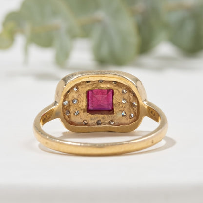 Handmade Ruby Ring with Salt and Pepper Diamond Accents
