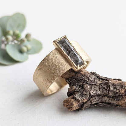 Salt and Pepper Step Cut Diamond Band