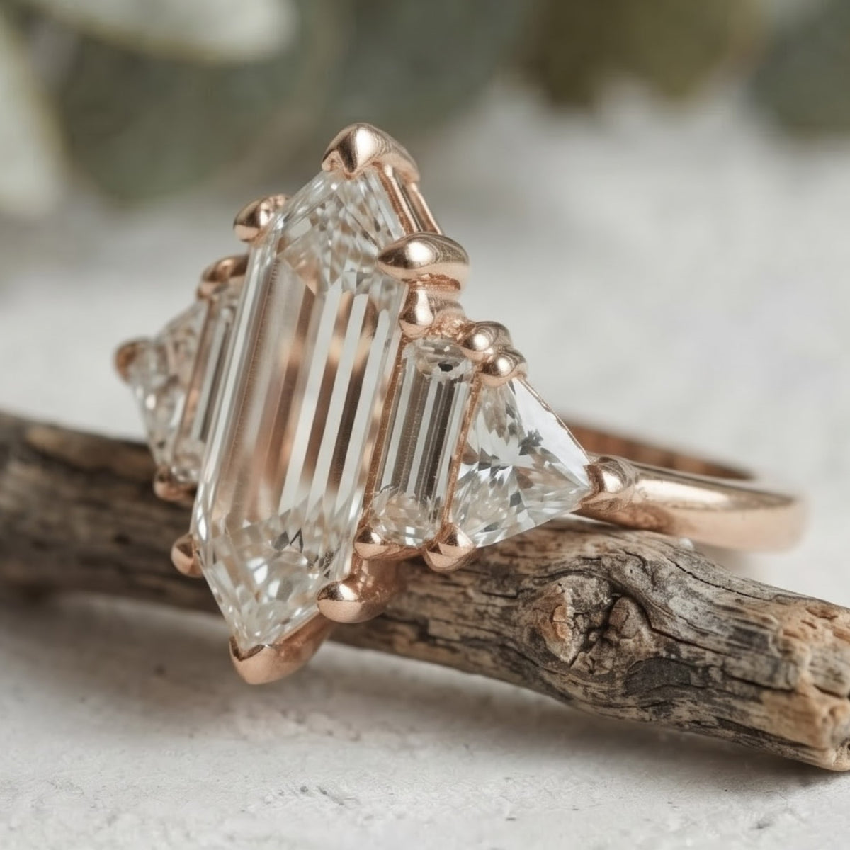 Elongated Hexagon Lab-Grown Diamond Ring