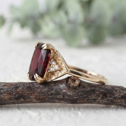 Pink Tourmaline Cushion Cut Gemstone Ring