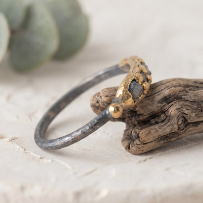 Salt and Pepper Diamond Nature Inspired Ring