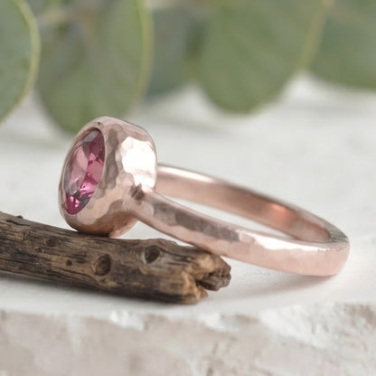 Round Pink Sapphire Handmade Ring