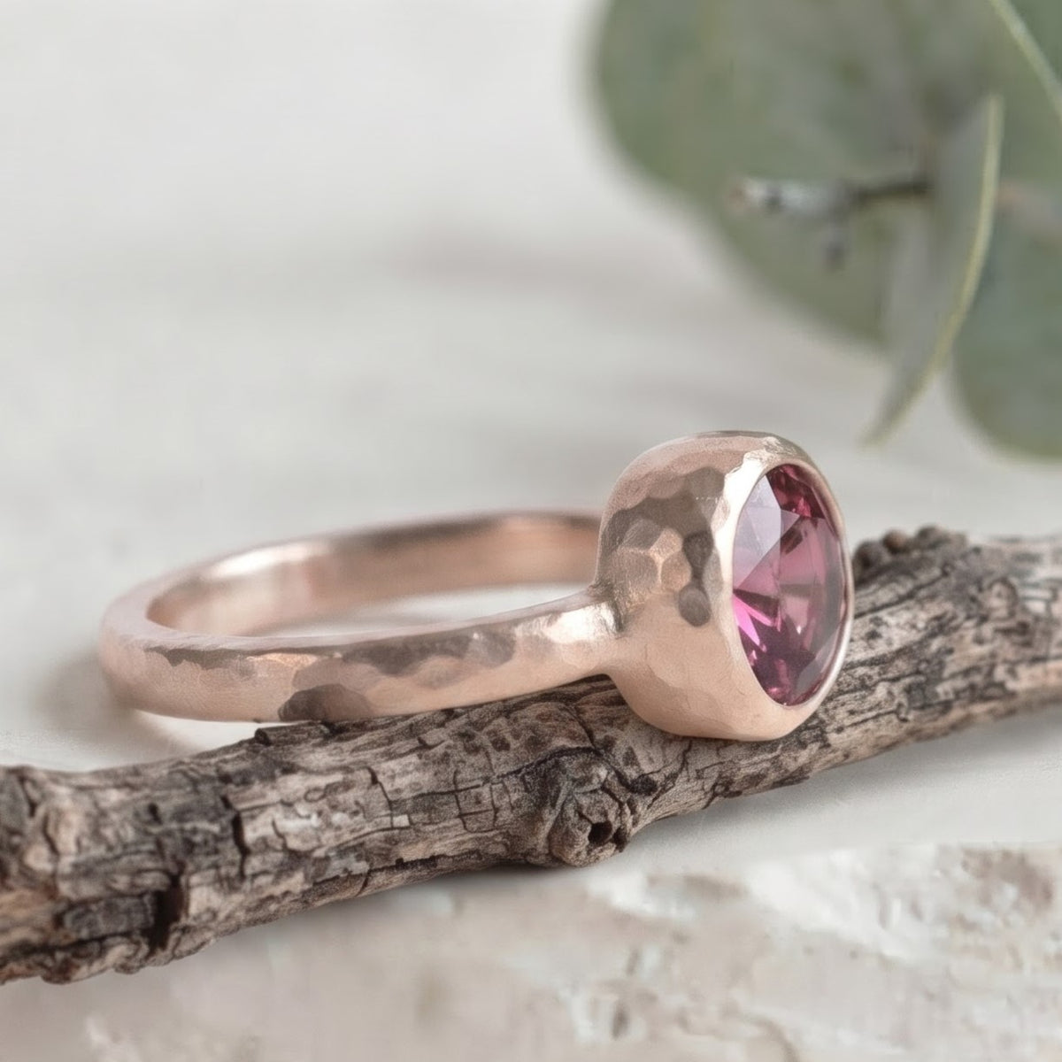 Round Pink Sapphire Handmade Ring