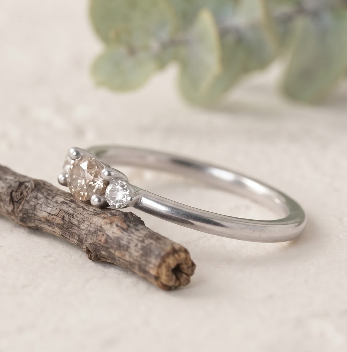 Marquise Cut Champagne Lab Grown Minimalist Diamond Ring