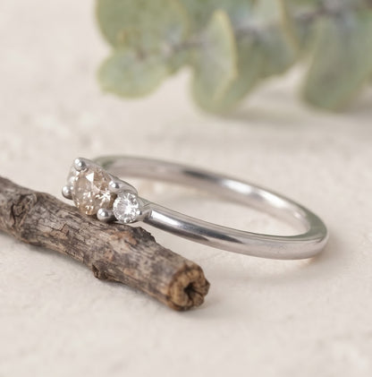 Marquise Cut Champagne Lab Grown Minimalist Diamond Ring