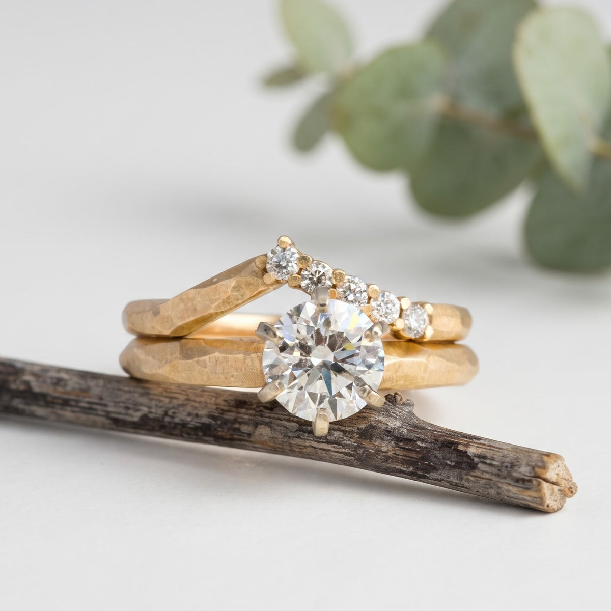 Round Rose Cut Lab Grown Diamond Ring With Facet and