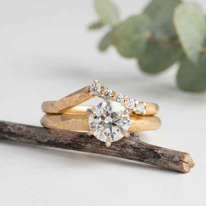 Round Rose Cut Lab Grown Diamond Ring With Facet and